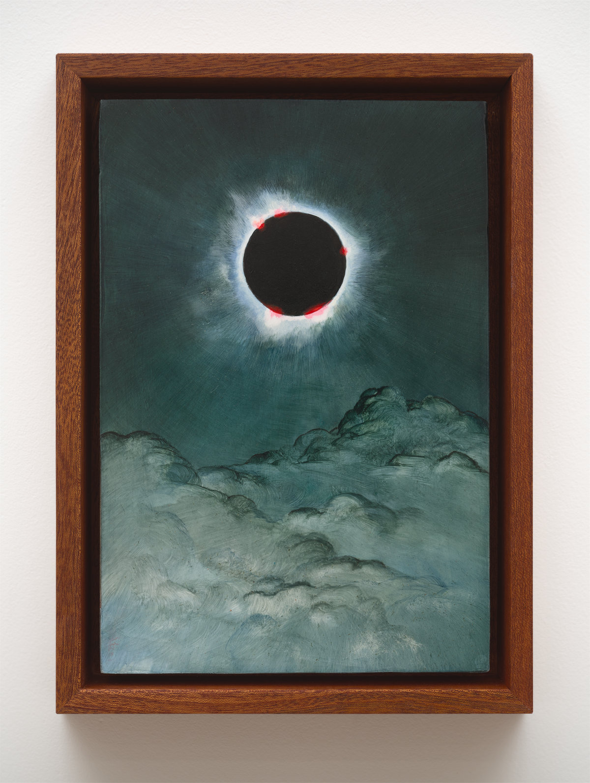 This image depicts a painting by Angela Lane titled 'Chromosphere'. This artwork was created in 2023. Its medium is oil on birch plywood. This work was exhibited with Anat Ebgi Gallery in New York.