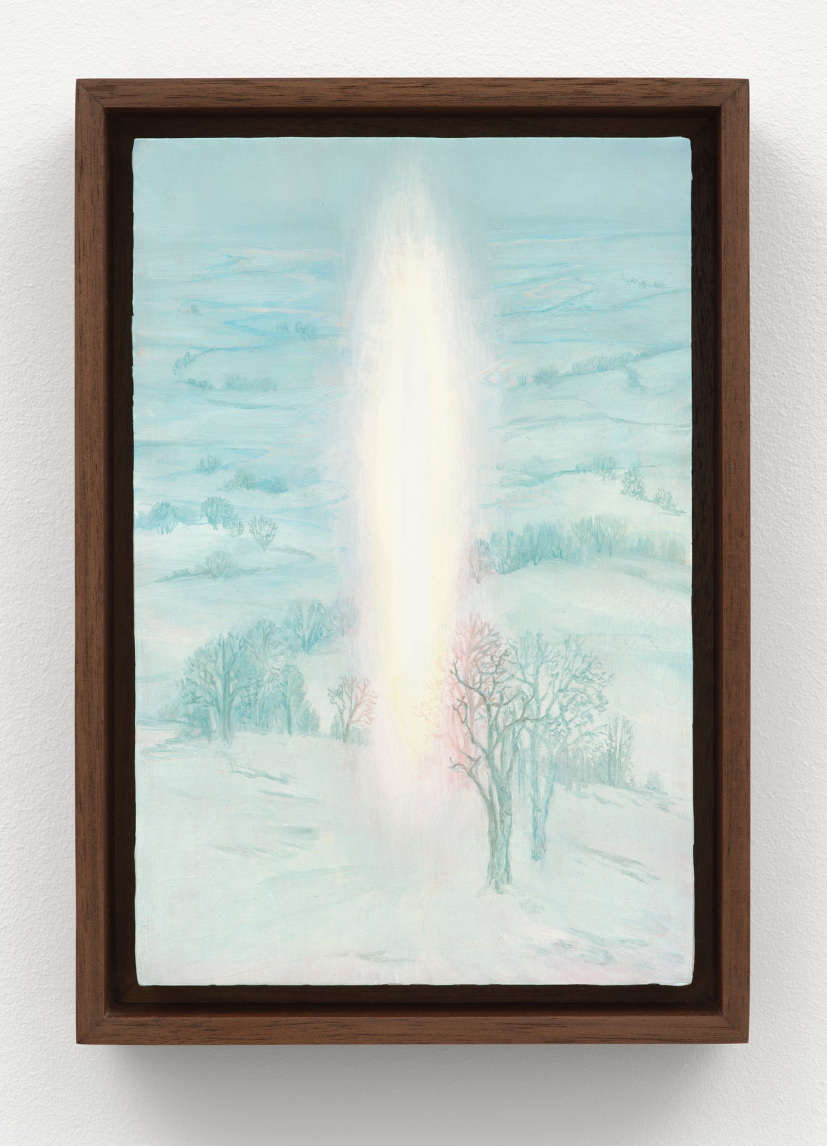 This image depicts a painting by Angela Lane titled 'Diamond Dust'. This artwork was created in 2024. Its medium is oil on birch plywood. This work was first exhibited in the exhibition 'Phantom Light' with Anat Ebgi Gallery in New York.