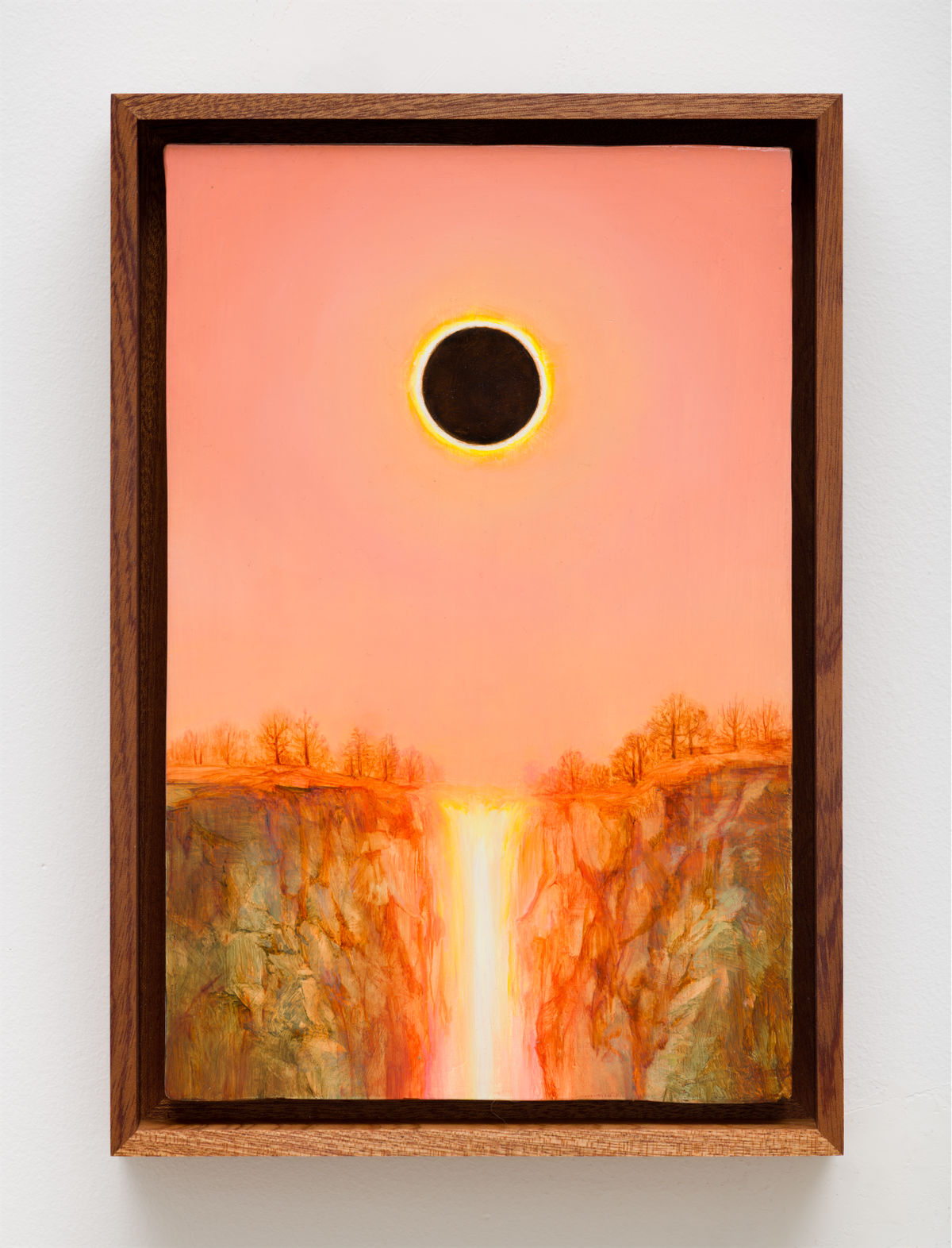 This image depicts a painting by Angela Lane titled 'Firefall'. This artwork was created in 2026. Its medium is oil on birch plywood. This work was exhibited in the exhibition 'Phase Shift' with Anat Ebgi Gallery in Los Angeles.