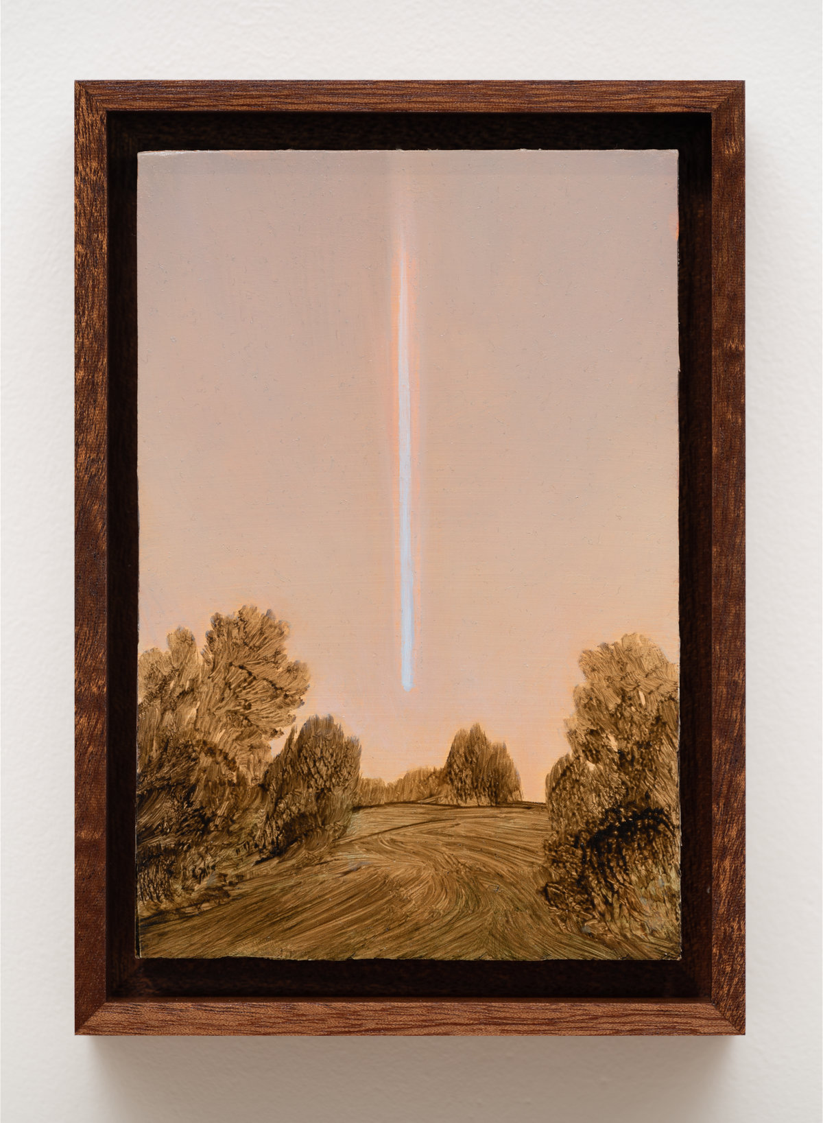 This image depicts a painting by Angela Lane titled 'Light Ray'. This artwork was created in 2022. Its medium is oil on birch plywood. This work was exhibited with Anat Ebgi Gallery in Los Angeles.
