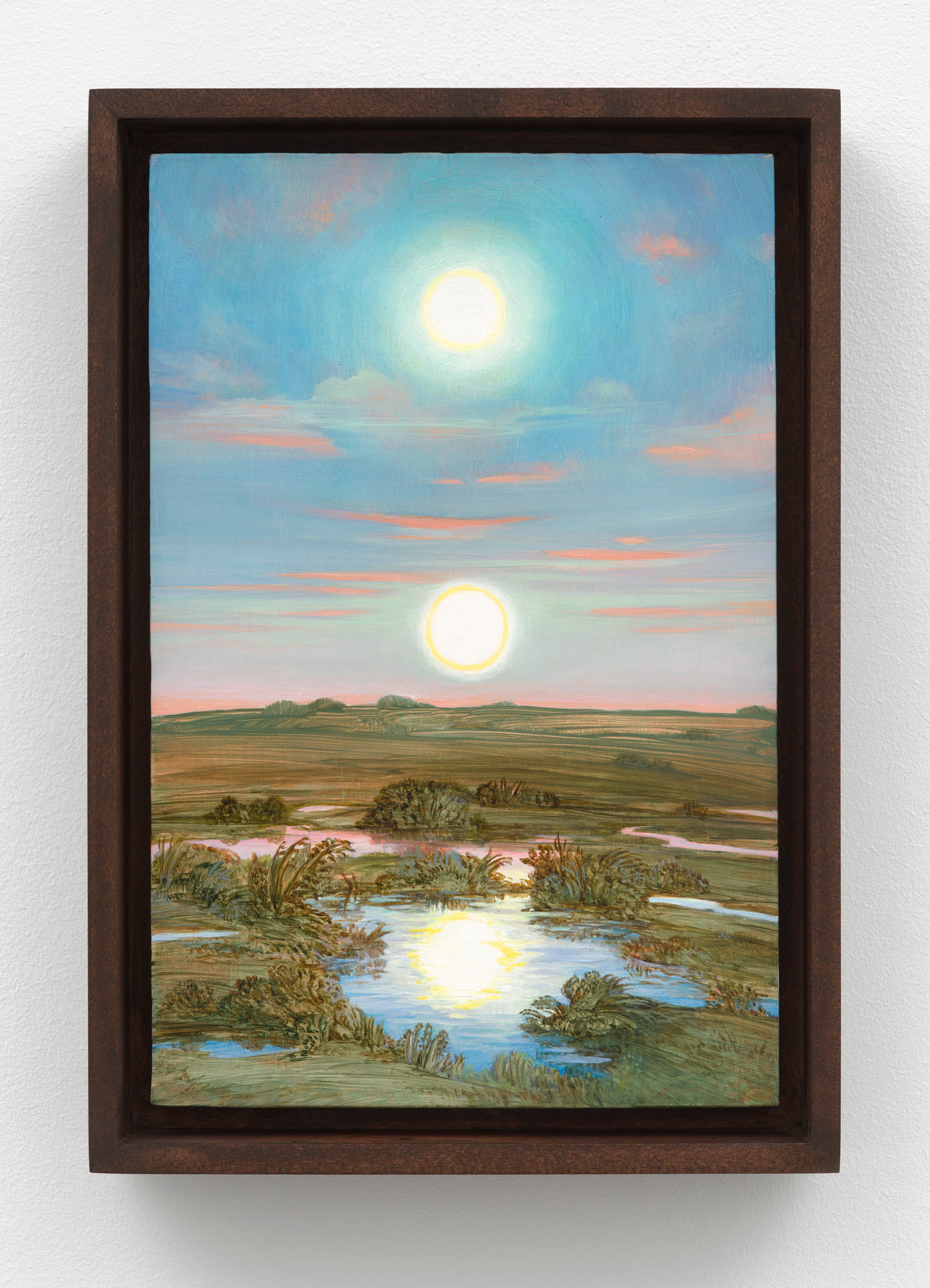 This image depicts a painting by Angela Lane titled 'Luminous Echo'. This artwork was created in 2024. Its medium is oil on birch plywood. This work was first exhibited in the exhibition 'Phantom Light' with Anat Ebgi Gallery in New York.