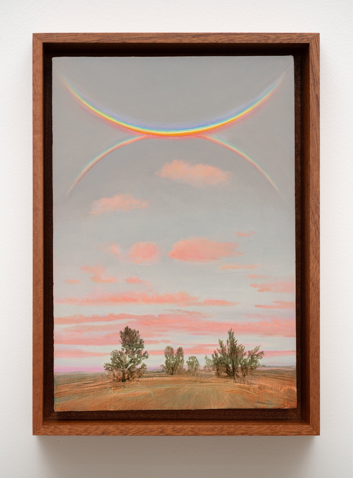 This image depicts a painting by Angela Lane titled 'Spectral Arcs'. This artwork was created in 2023. Its medium is oil on birch plywood. This work was exhibited with Anat Ebgi Gallery in Los Angeles.