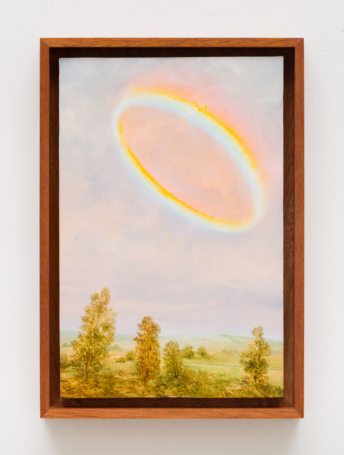 This image depicts a painting by Angela Lane titled 'Spectral Occurrence'. This artwork was created in 2025. Its medium is oil on birch plywood. This work was exhibited in the exhibition 'After Image' with Anat Ebgi Gallery in Los Angeles.
