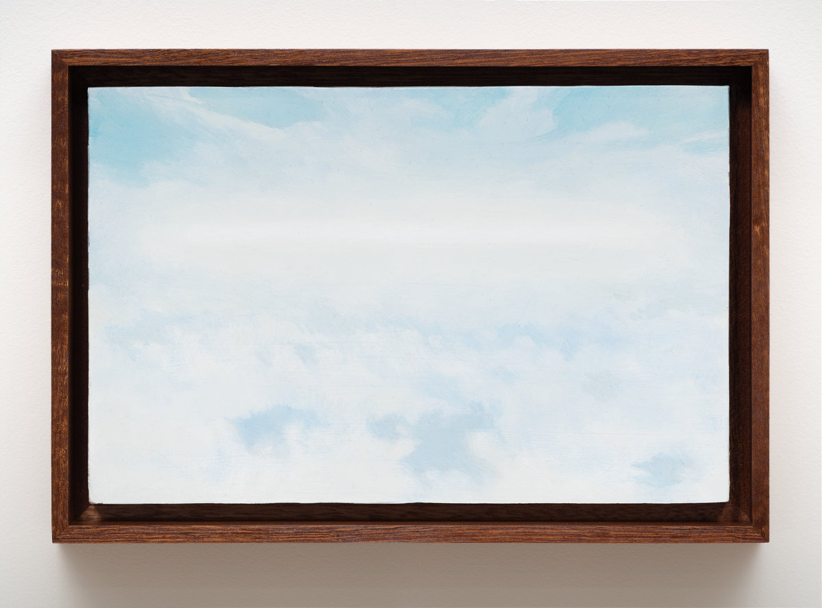 This image depicts a painting by Angela Lane titled 'Vanishing Point'. This artwork was created in 2022. Its medium is oil on birch plywood. This work was exhibited with Anat Ebgi Gallery in Los Angeles.